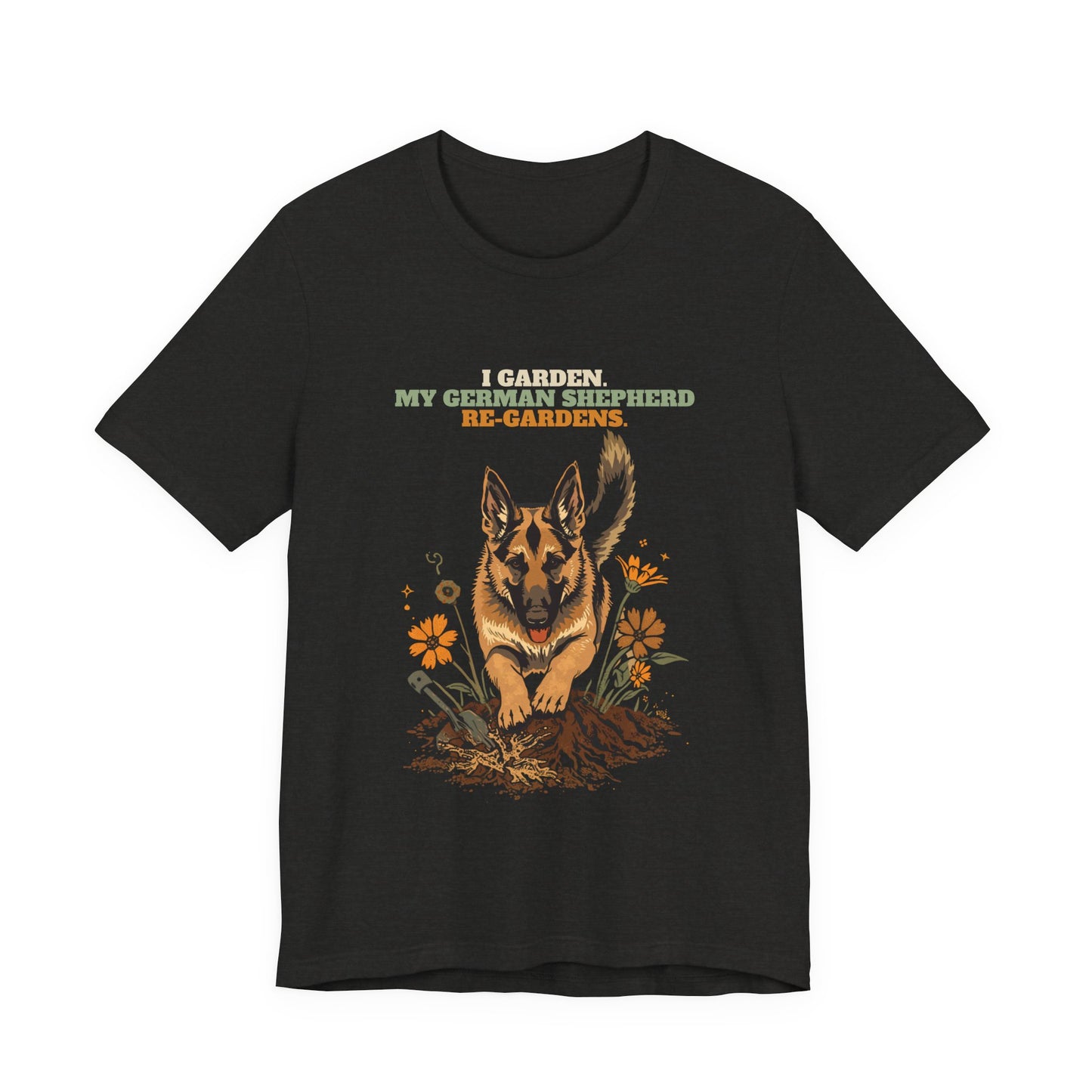 German shepherd gardening tee in navy