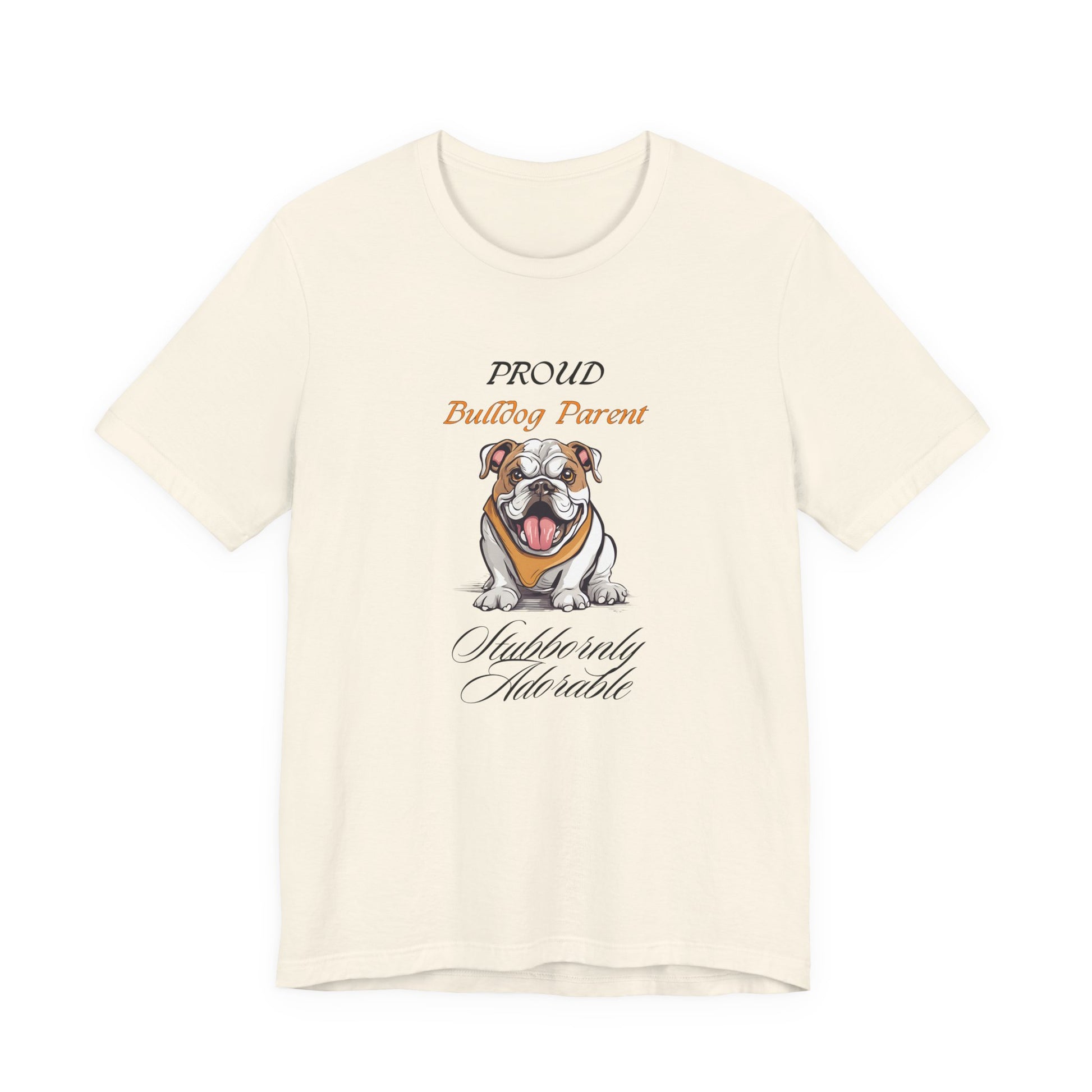 Proud Bulldog Parent t-shirt in White, front view