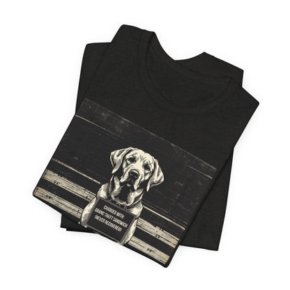 Sleeve and neckline detail on the Labrador True Crime Night Shift tee
