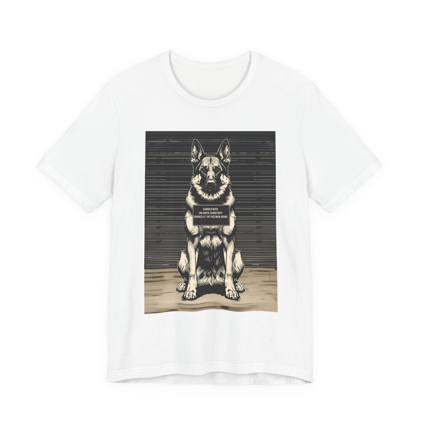 Lifestyle photo of the German Shepherd True Crime Night Shift tee