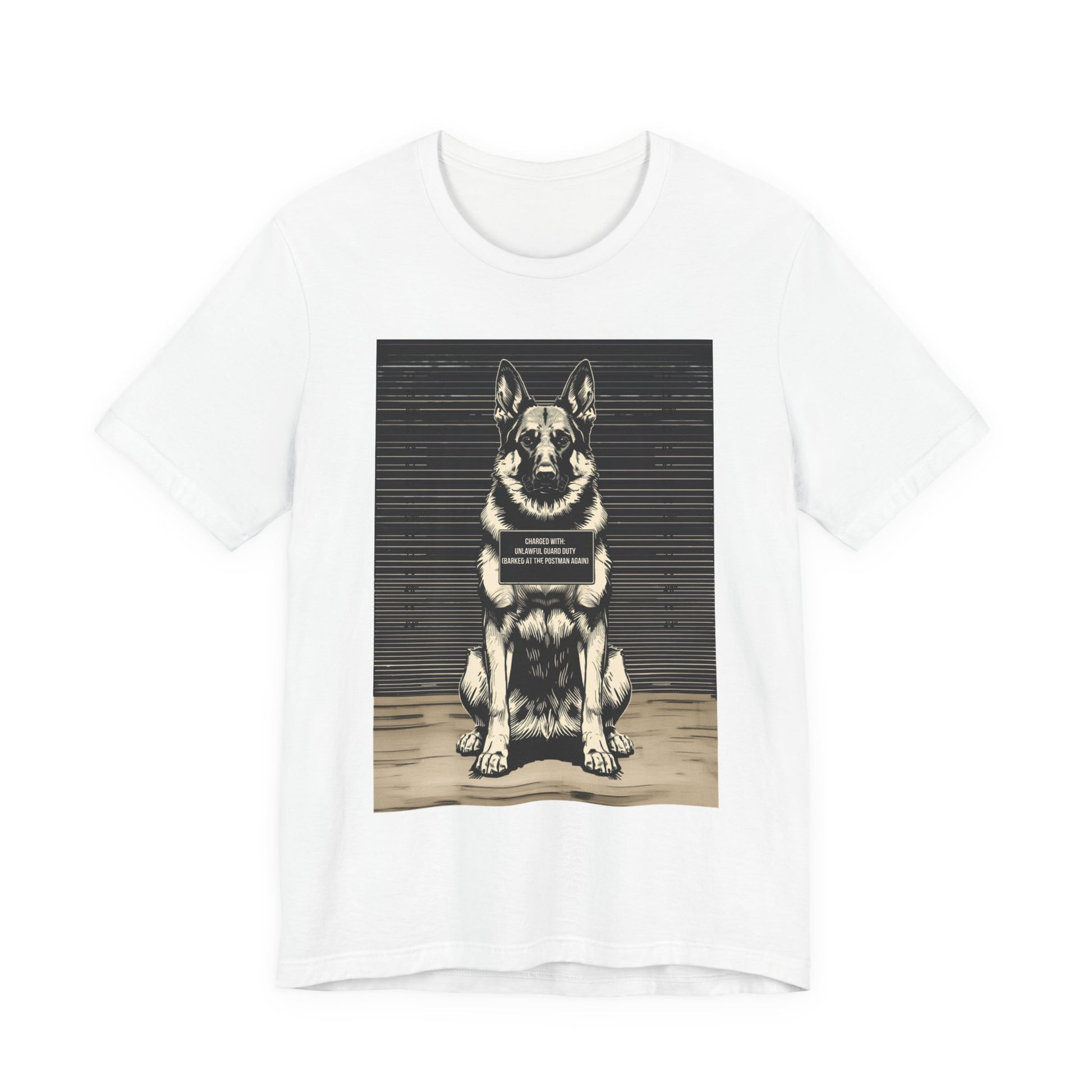 Lifestyle photo of the German Shepherd True Crime Night Shift tee