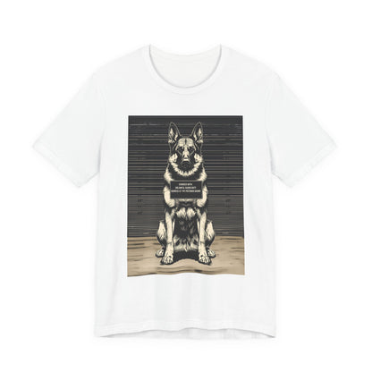 Lifestyle photo of the German Shepherd True Crime Night Shift tee