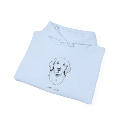 Golden Retriever Dog Mum hoodie detail on light fabric