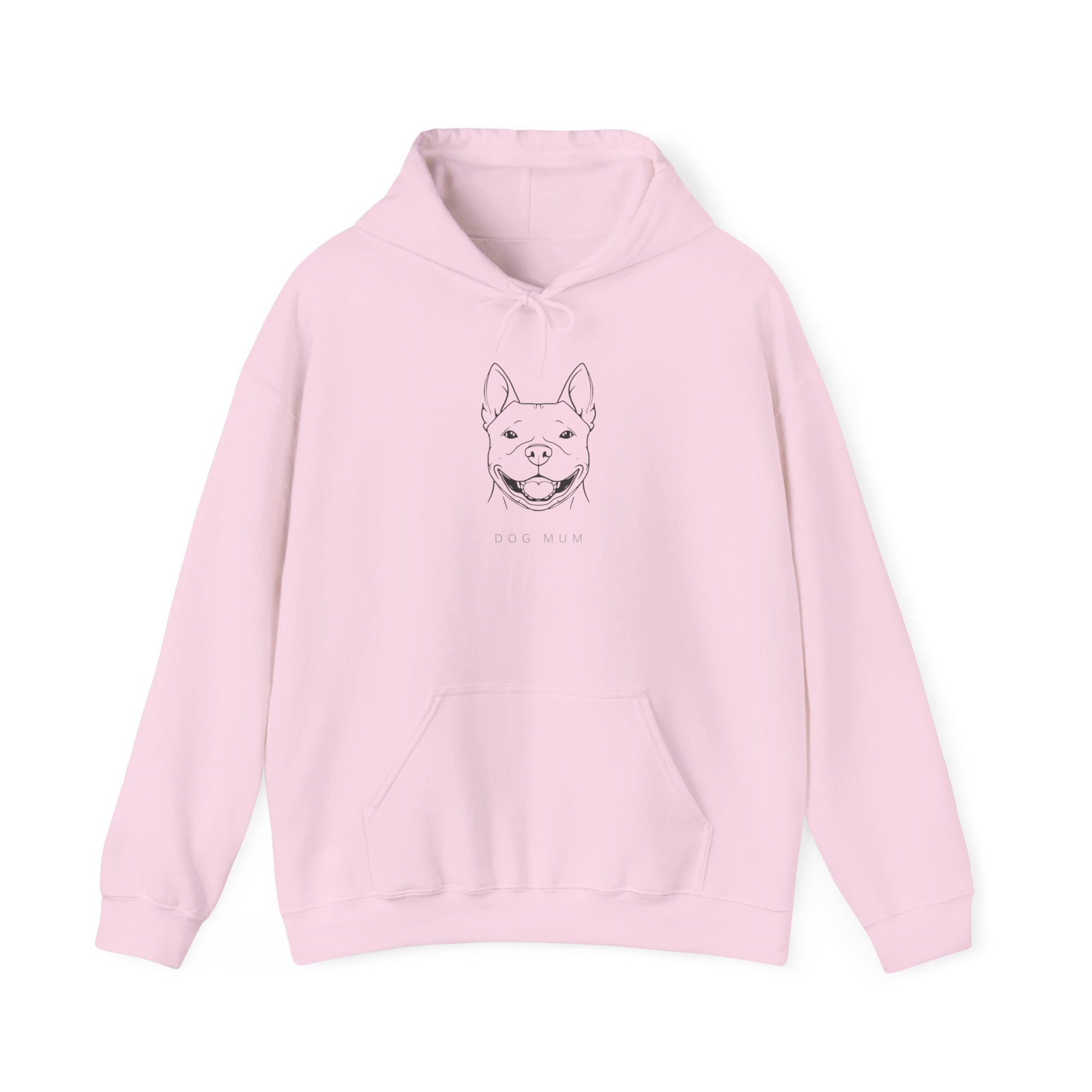 Staffie Dog Mum hoodie close-up of chest print