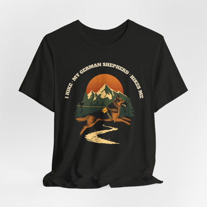 Black german shepherd hiking unisex tee gift idea for dog lovers