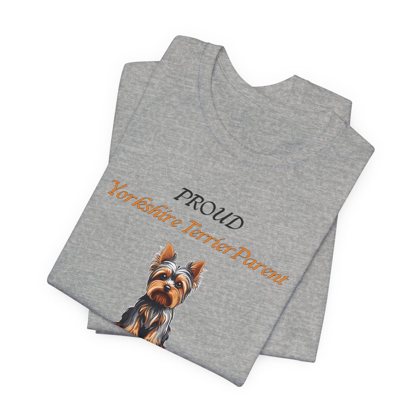 Proud Yorkshire Terrier Parent t-shirt Yellow colour close-up detail