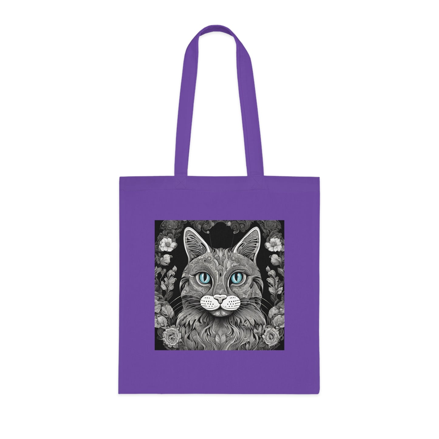 Black & White Cat Design Cotton Tote – Eco-Friendly & Stylish Carry-All!-Sniffwaggleandwalk™