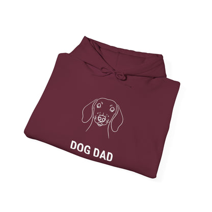 Navy Dachshund Dog Dad hoodie, white sausage dog line art