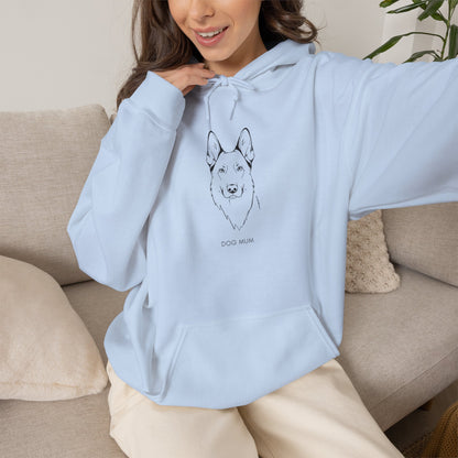 German Shepherd Dog Mum line art hoodie in Sport Grey