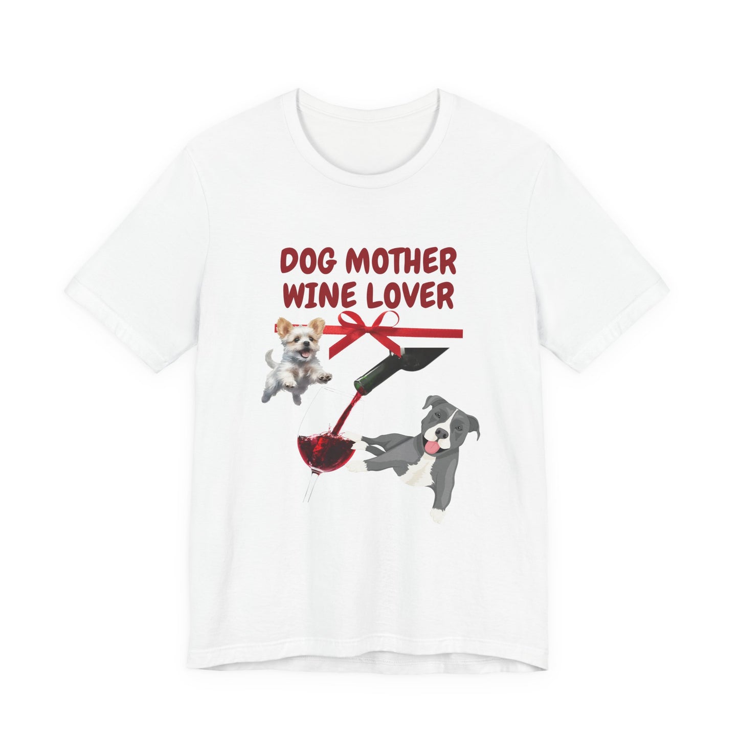 Dog Mother Wine Lover t-shirt in Athletic Heather, front view