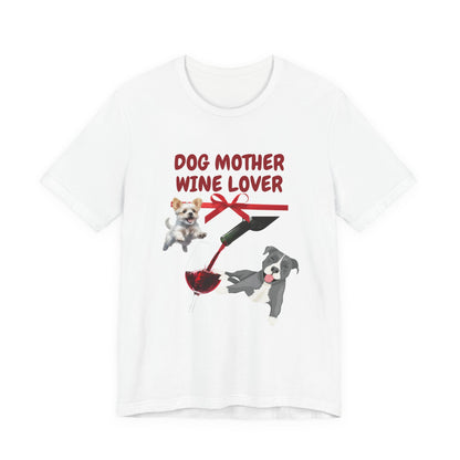 Dog Mother Wine Lover t-shirt in Athletic Heather, front view