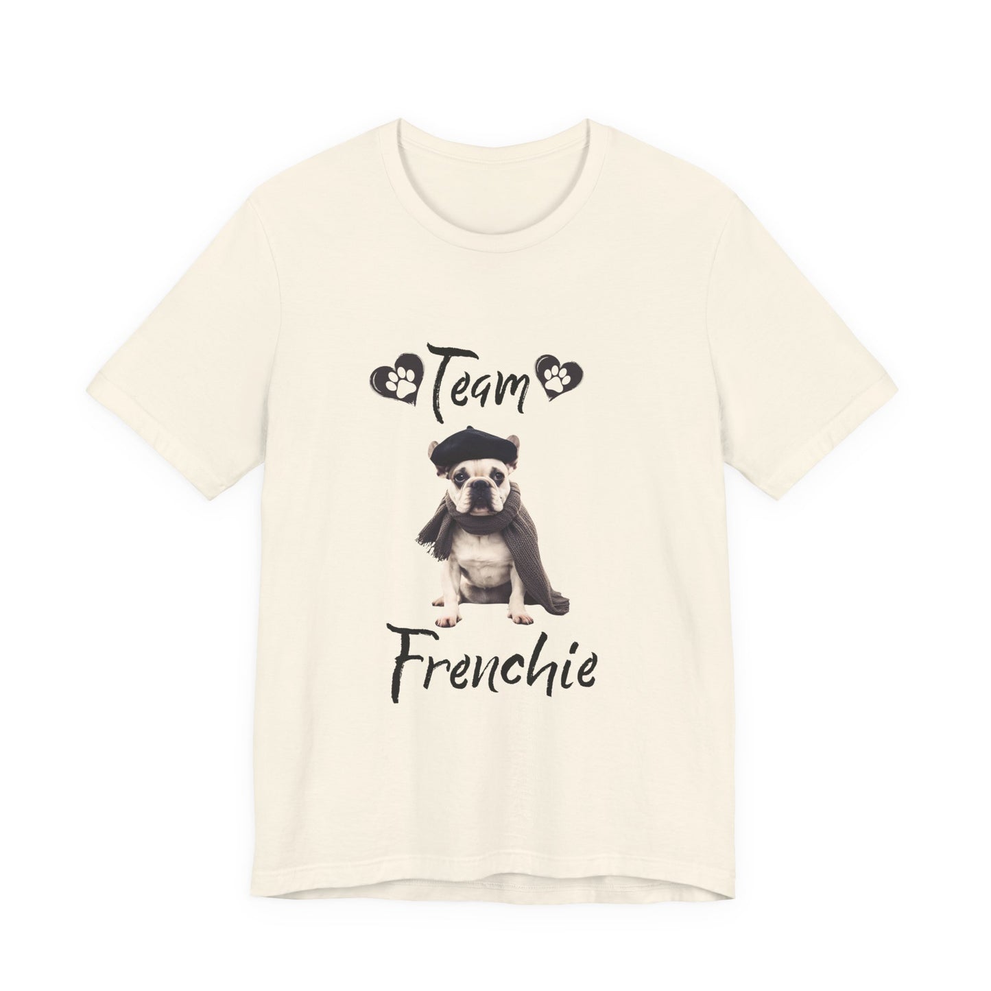 Team Frenchie French Bulldog t-shirt in White, front view