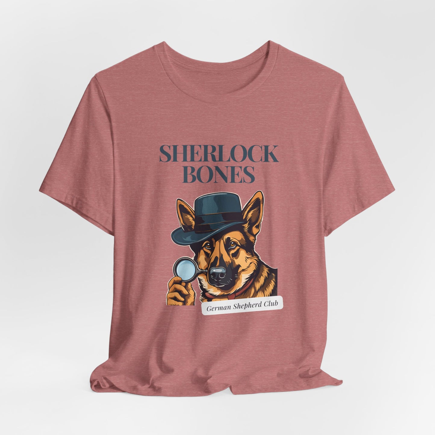 Sherlock Bones Detective Dog T-Shirt — Dark Grey Heather — novelty dog tee — SniffWaggleNWalk™