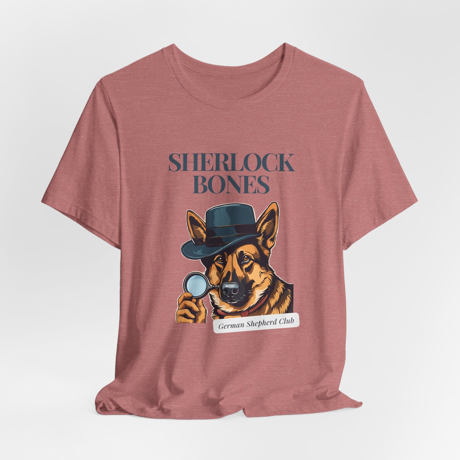 Sherlock Bones Detective Dog T-Shirt — Dark Grey Heather — novelty dog tee — SniffWaggleNWalk™