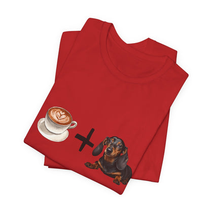 Coffee and Dachshunds T-Shirt — Heather Forest — Standard Dachshund gift — SniffWaggleNWalk™