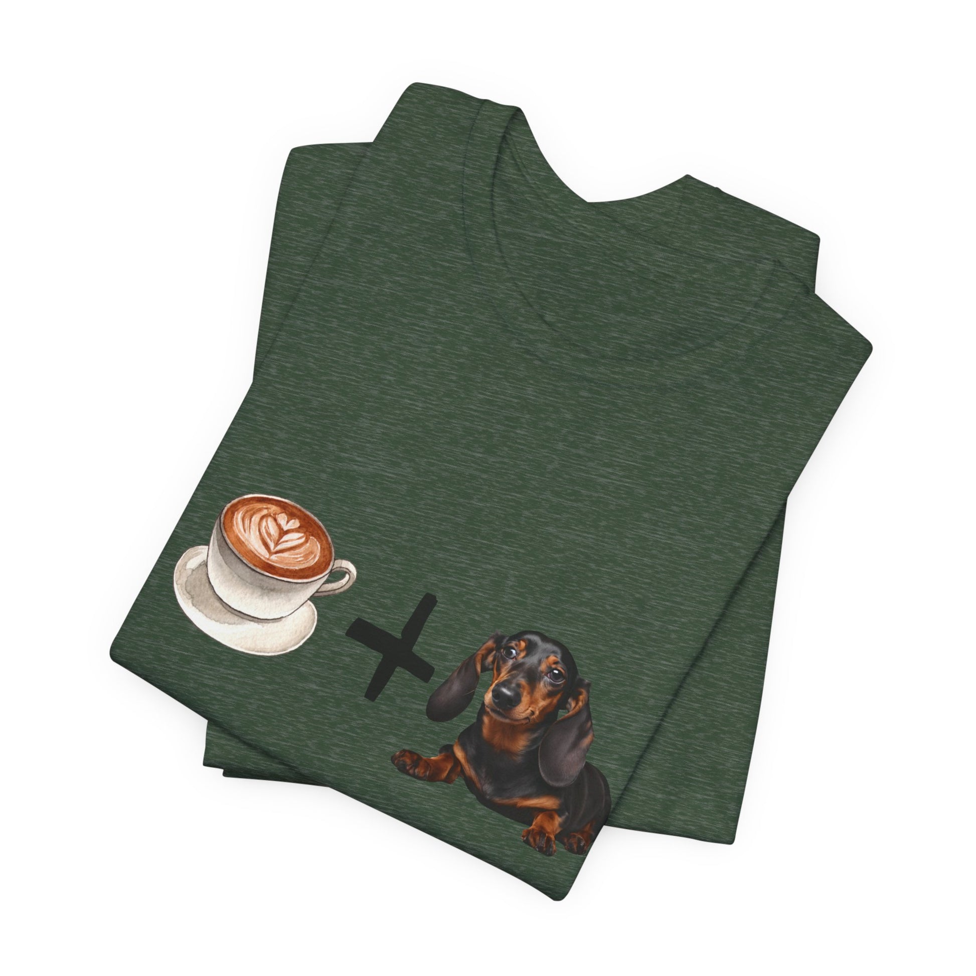 Coffee and Dachshunds T-Shirt — Red — Miniature Dachshund gift — SniffWaggleNWalk™