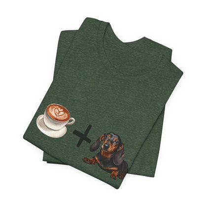 Coffee and Dachshunds T-Shirt — Red — Miniature Dachshund gift — SniffWaggleNWalk™