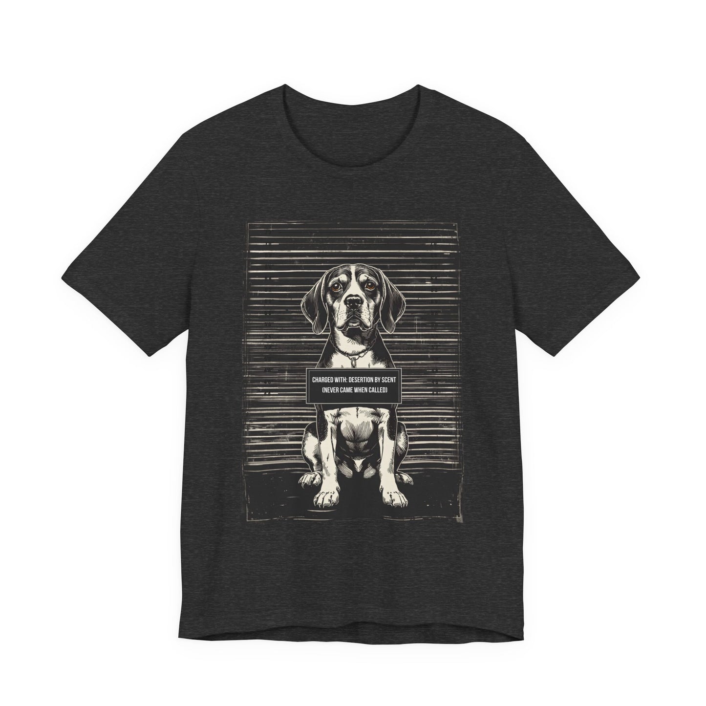 Full design view of the Beagle True Crime Night Shift t-shirt