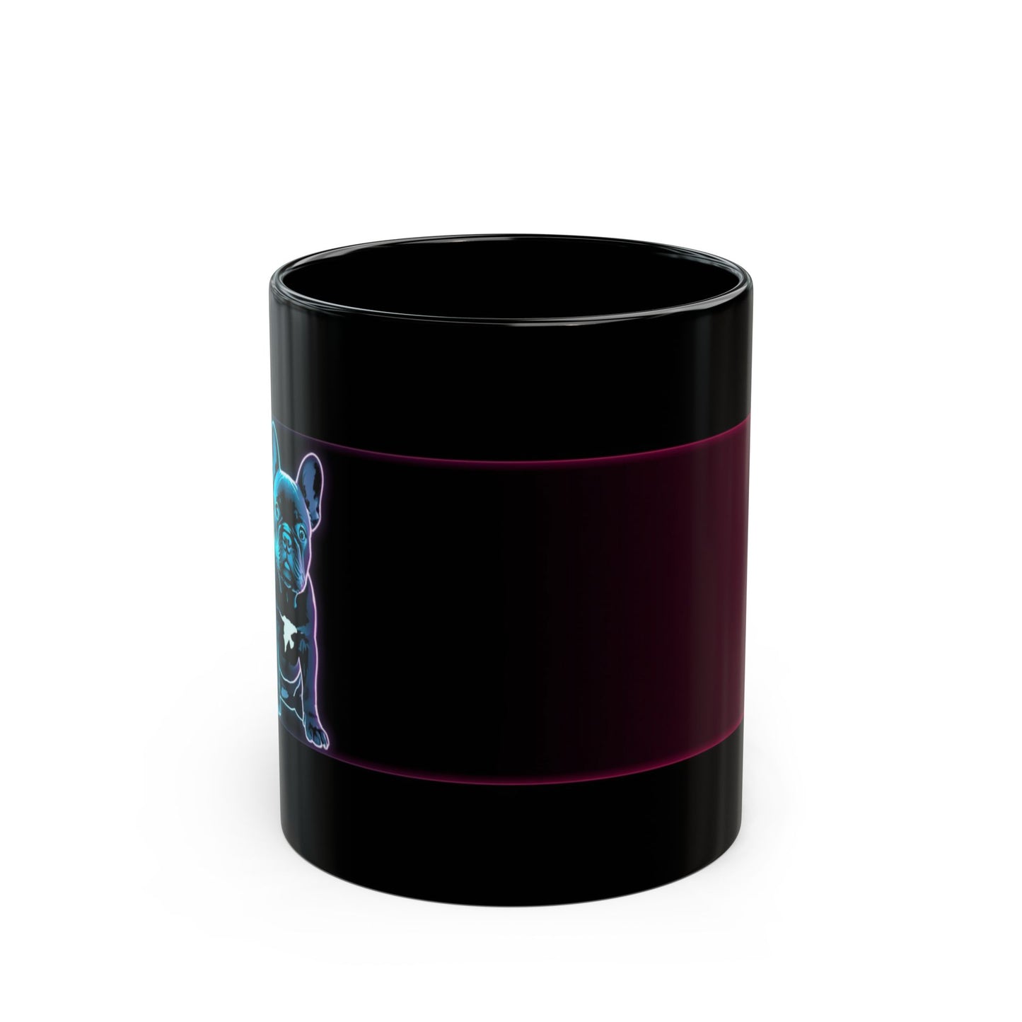 Neon French Bulldog Black Coffee Mug — Colorful Dog Portrait 11oz/15oz