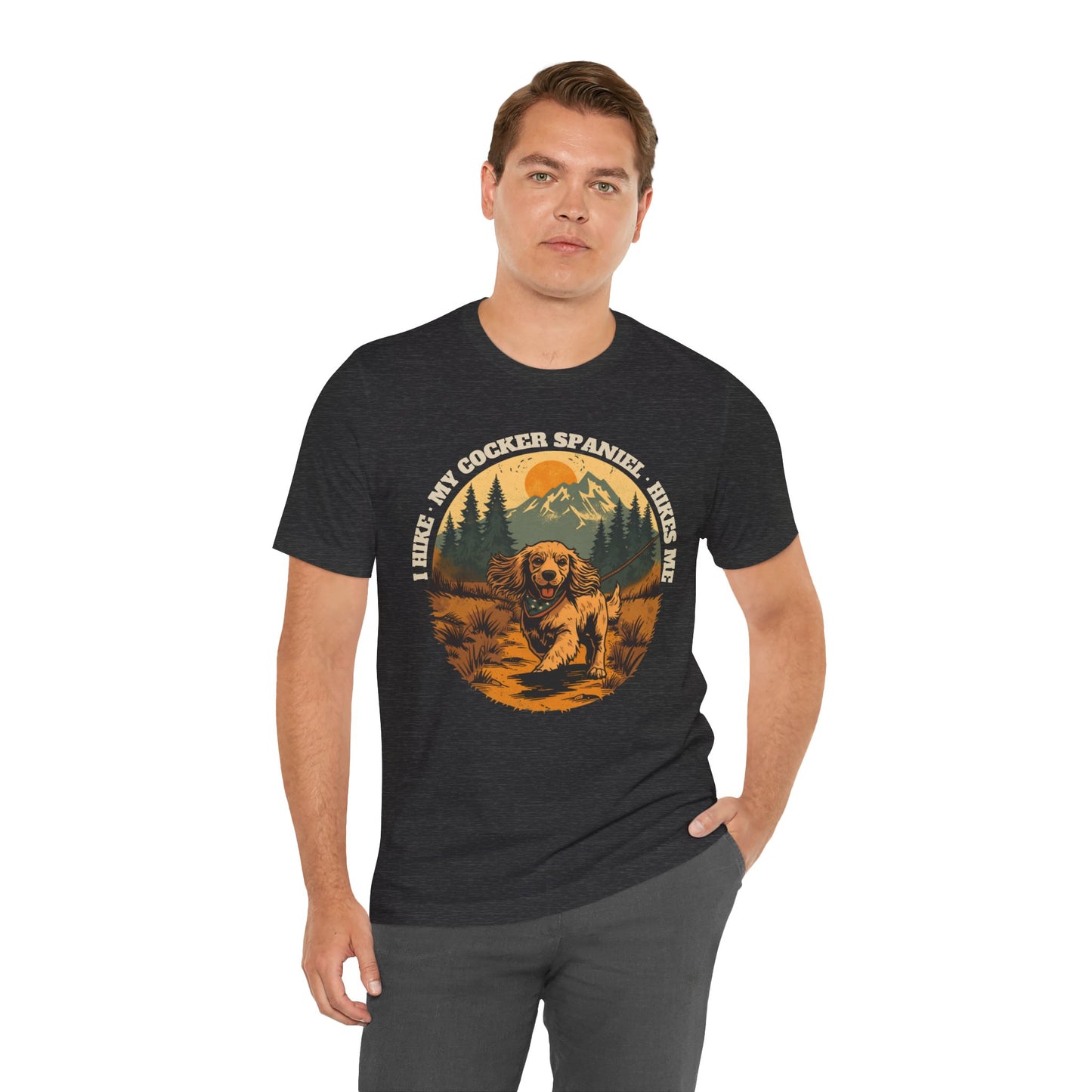 Cocker spaniel hiking graphic t-shirt