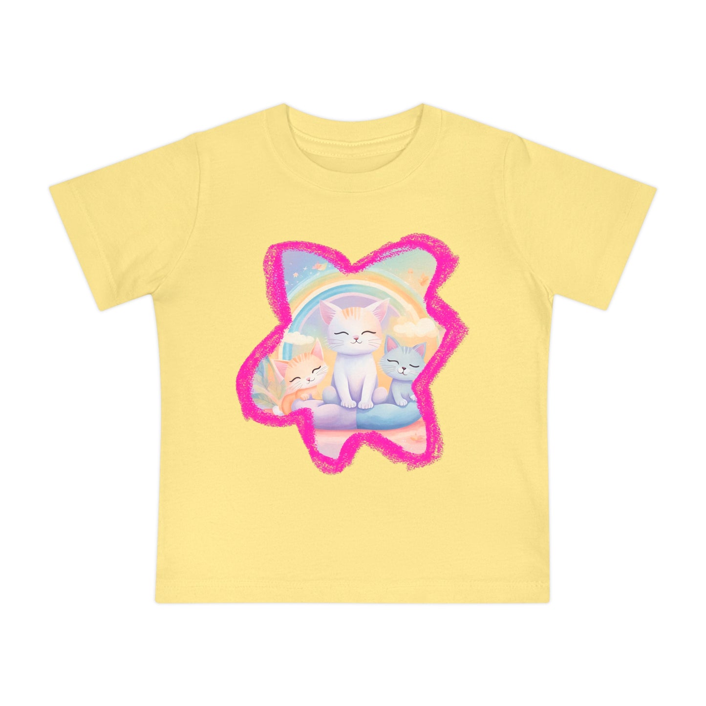 🐱 Adorable Cats & Rainbows Baby T-Shirt – Soft, Stylish & Durable! 🌈-Sniffwaggleandwalk™