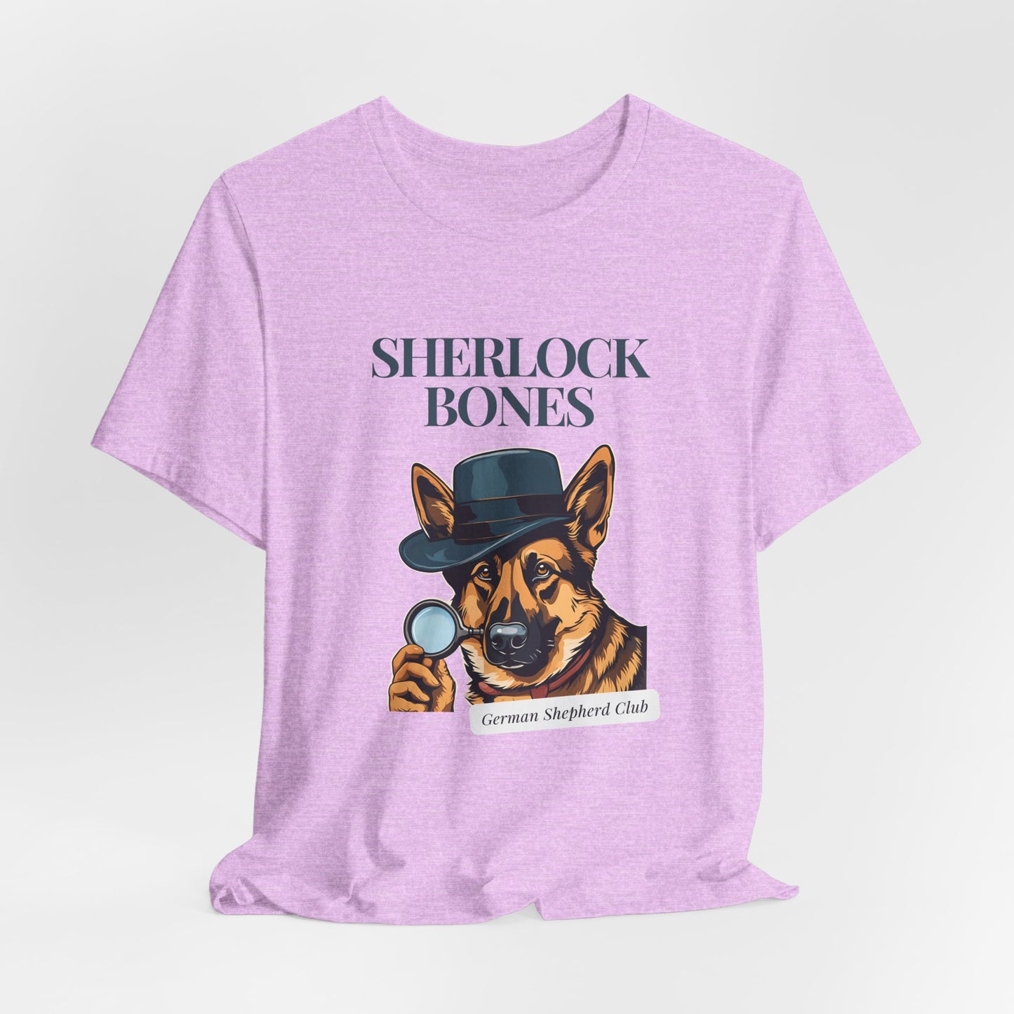 Sherlock Bones Detective Dog T-Shirt — Heather Mauve — dog owner gift — SniffWaggleNWalk™