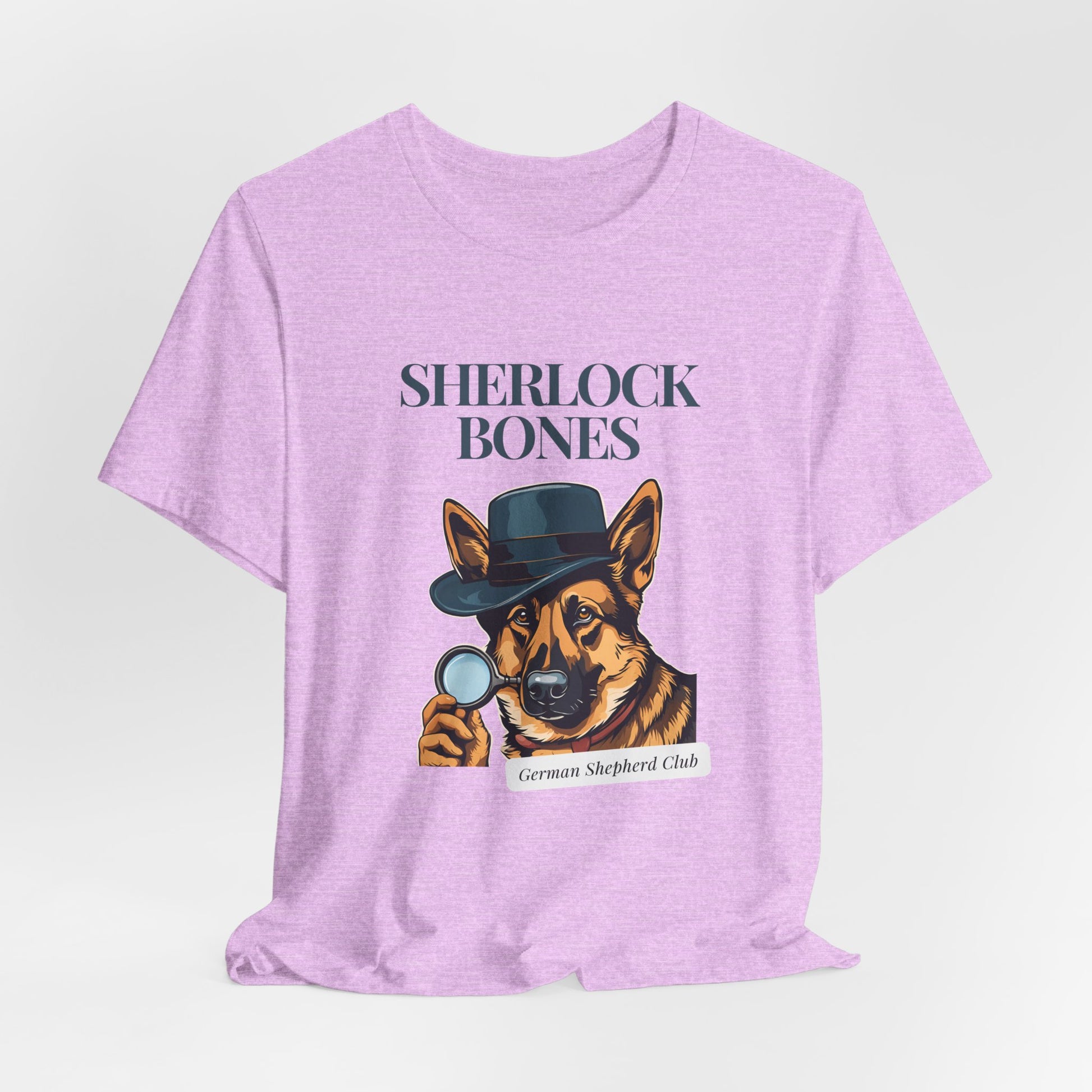 Sherlock Bones Detective Dog T-Shirt — Heather Mauve — dog owner gift — SniffWaggleNWalk™