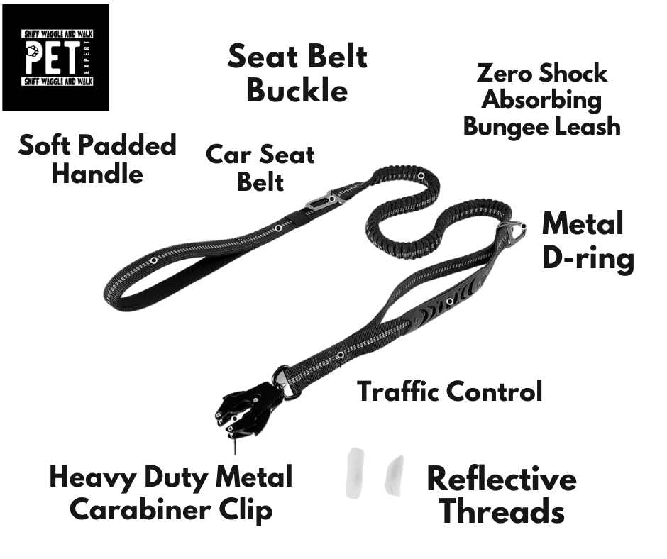 Shock Absorbing seat belt and leash by Sniffwaggleandwalk™