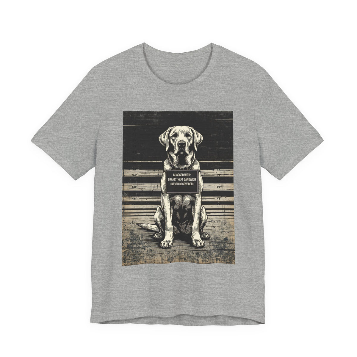 Labrador True Crime Night Shift t-shirt, dark grey heather, back view