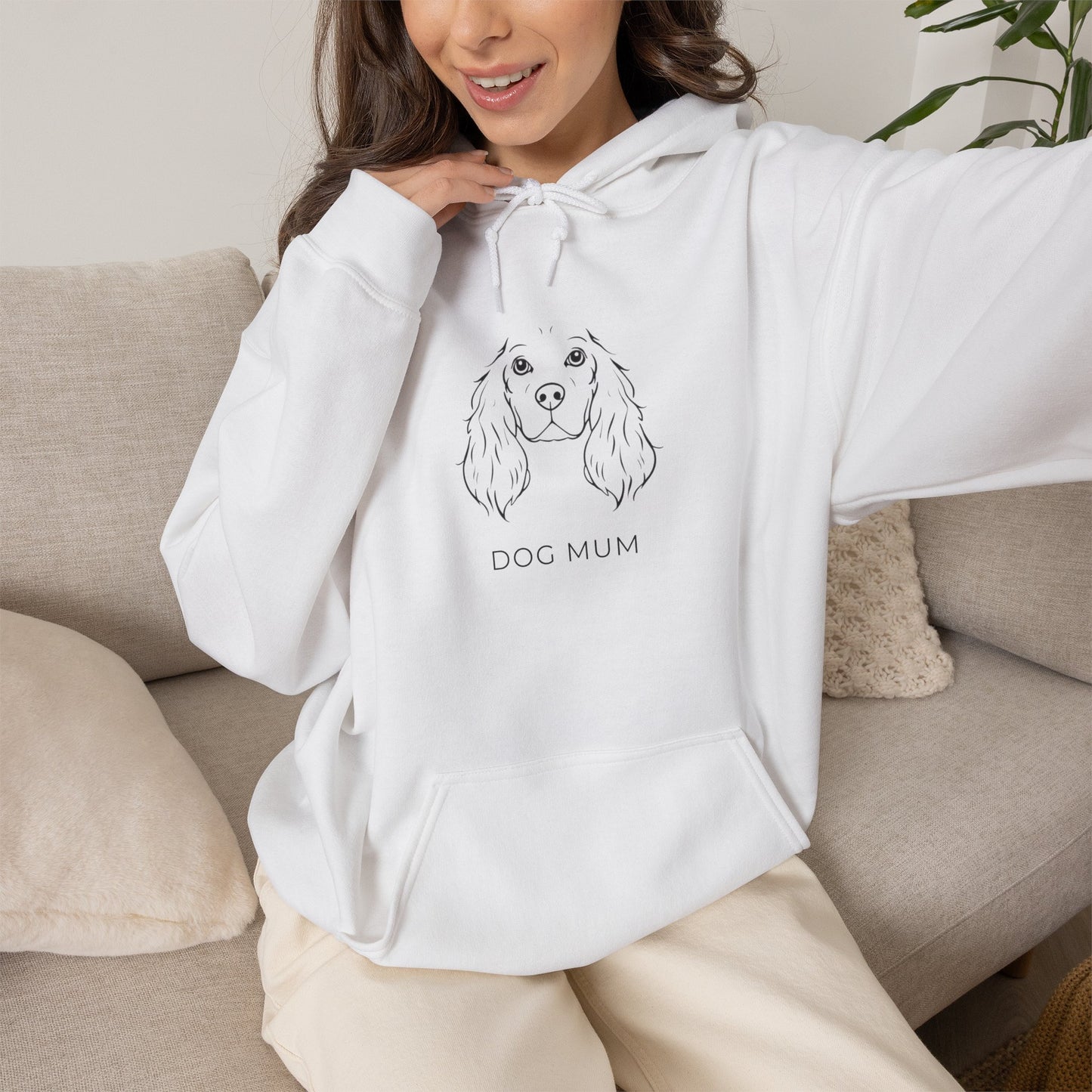 Cocker Spaniel Dog Mum hoodie in light pink front