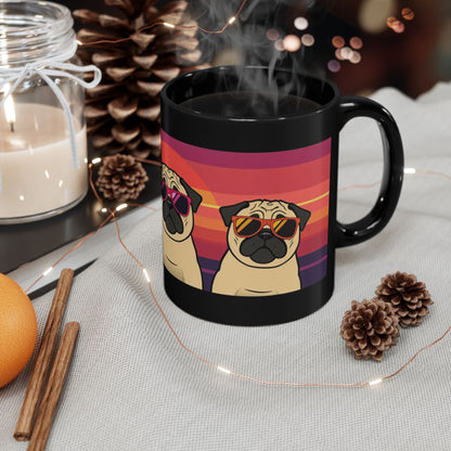 Pug retro sunset coffee mug, dog lover gift