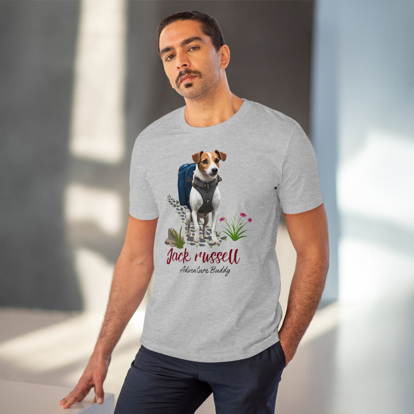 "JACK RUSSELL ADVENTURE BUDDY" Organic Creator T-shirt - Unisex by Sniffwaggleandwalk™ - Sniff Waggle And Walk