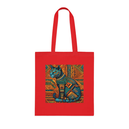 Cotton Tote Bag with Egyptian Cat Design-Sniffwaggleandwalk™