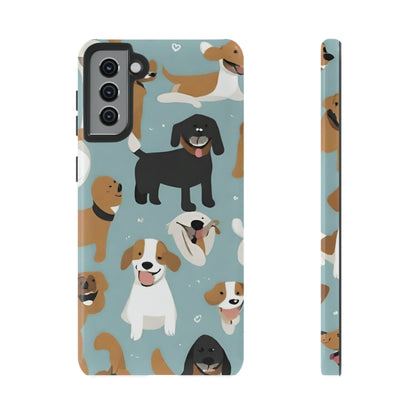 Sniffwagglendwalk™ Multi Dog Design Tough Phone Case. - Sniff Waggle And Walk