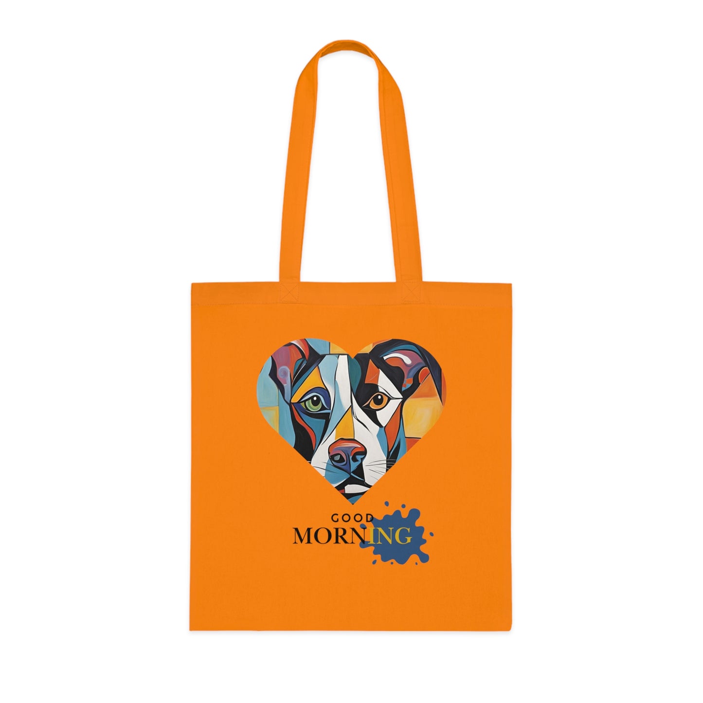 Cotton Tote Bag - Abstract Dog Heart Design with Good Morning Text-Sniffwaggleandwalk™