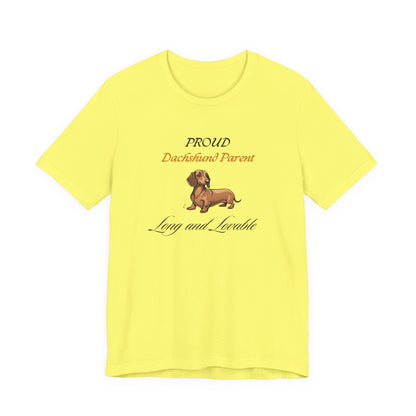 Proud Dachshund Parent Natural t-shirt front view
