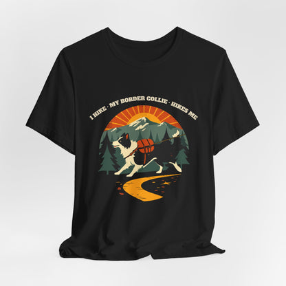 Navy border collie hiking t-shirt for outdoor dog lovers