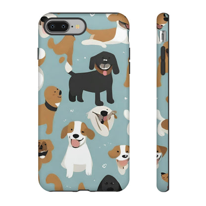 Sniffwagglendwalk™ Multi Dog Design Tough Phone Case. - Sniff Waggle And Walk