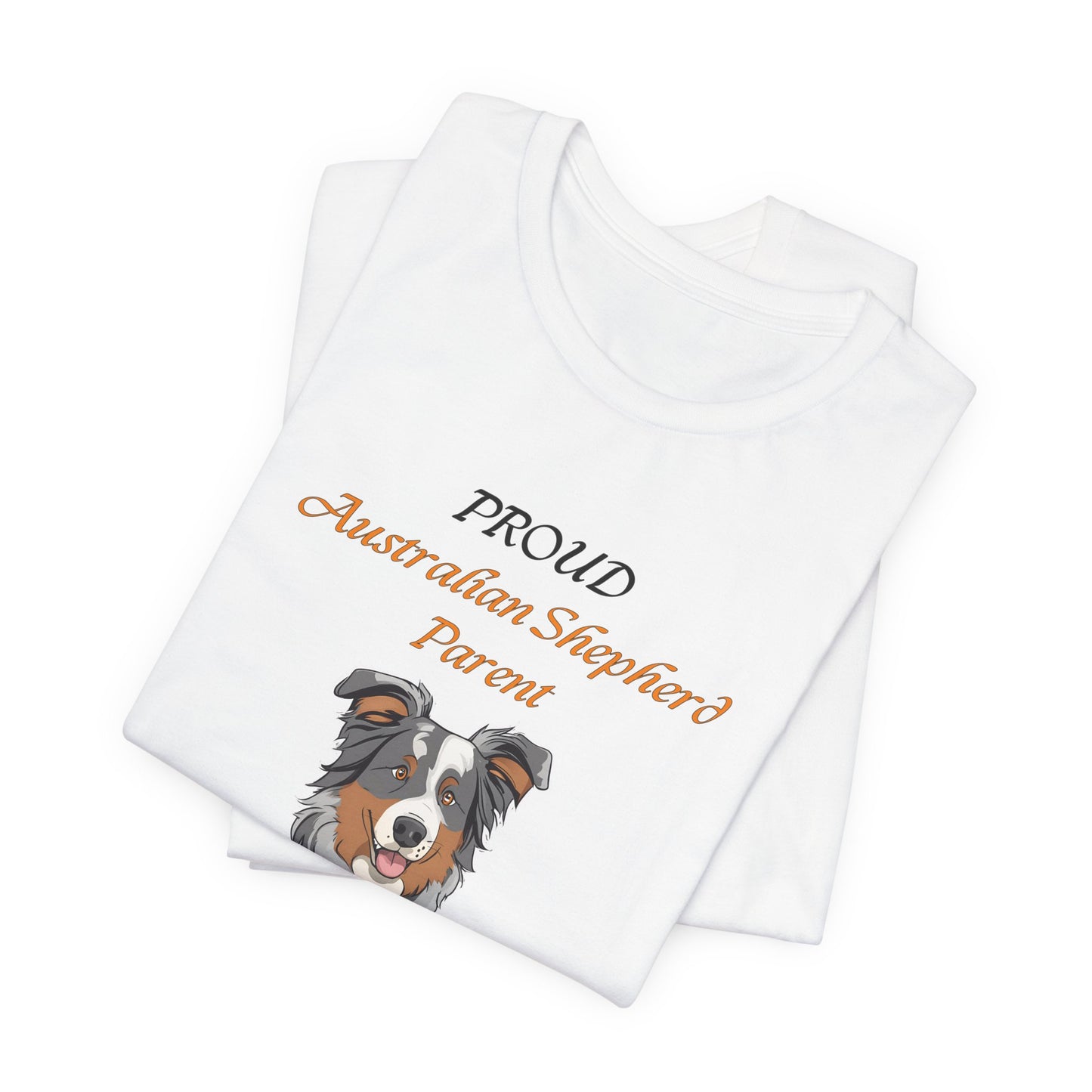 Proud Australian Shepherd Parent t-shirt design close-up of Aussie Action artwork