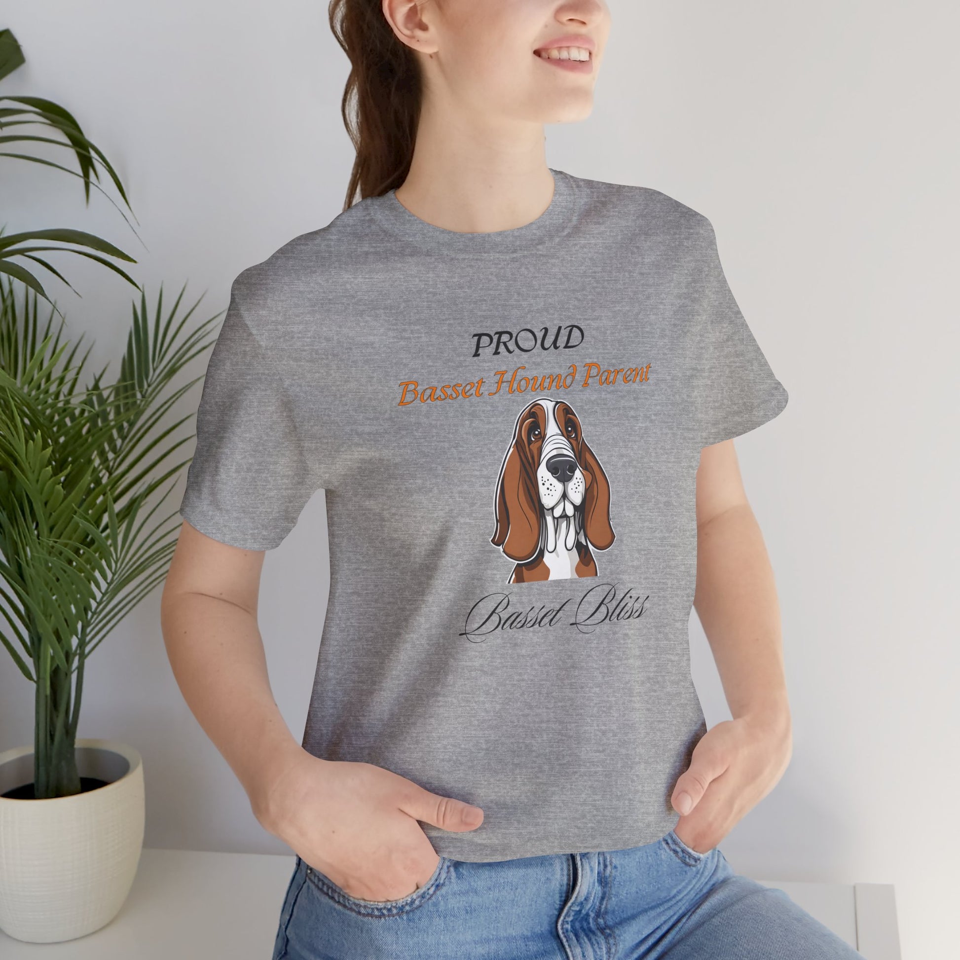 Proud Basset Hound Parent t-shirt size and fit reference image