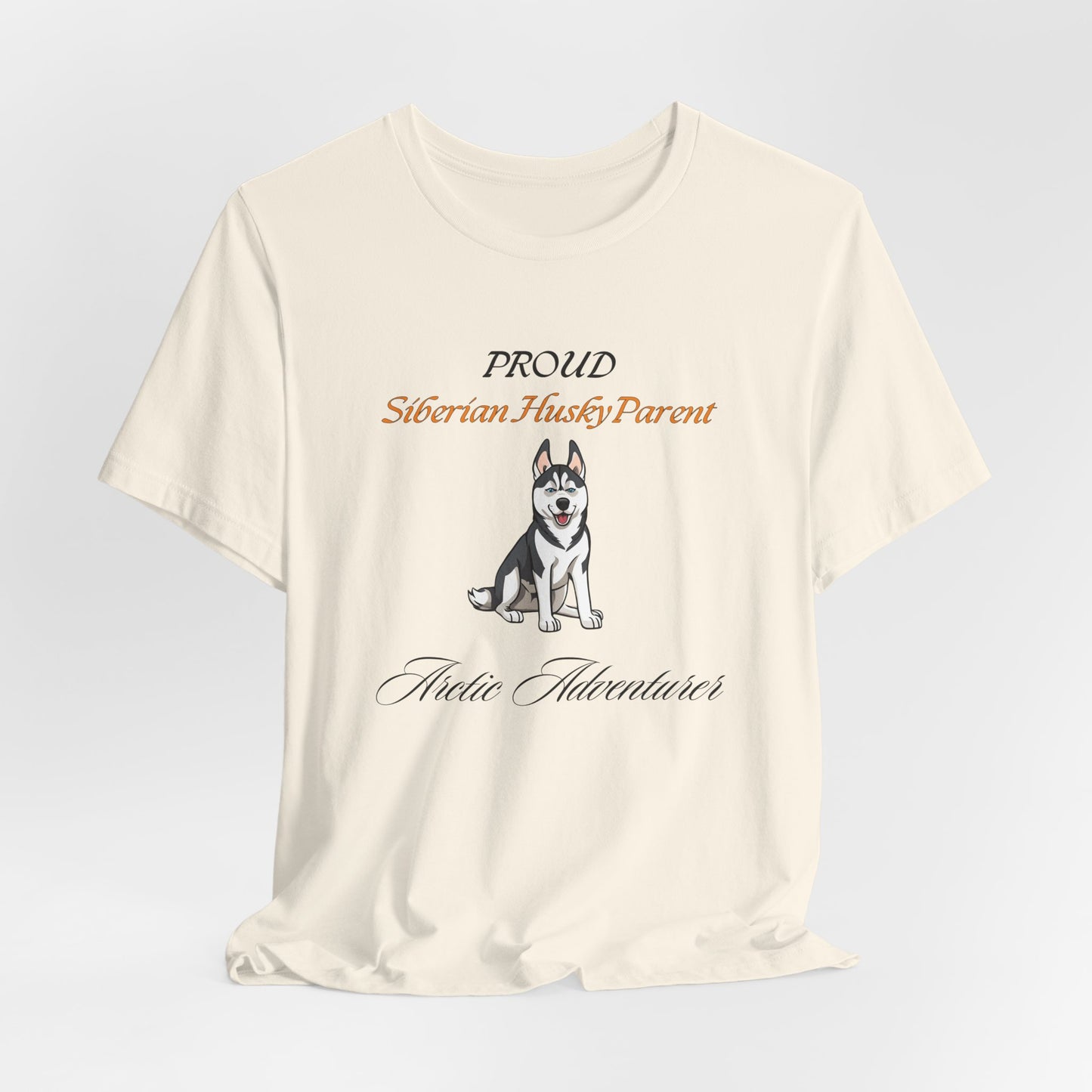 Proud Siberian Husky Parent t-shirt in Yellow, flat lay
