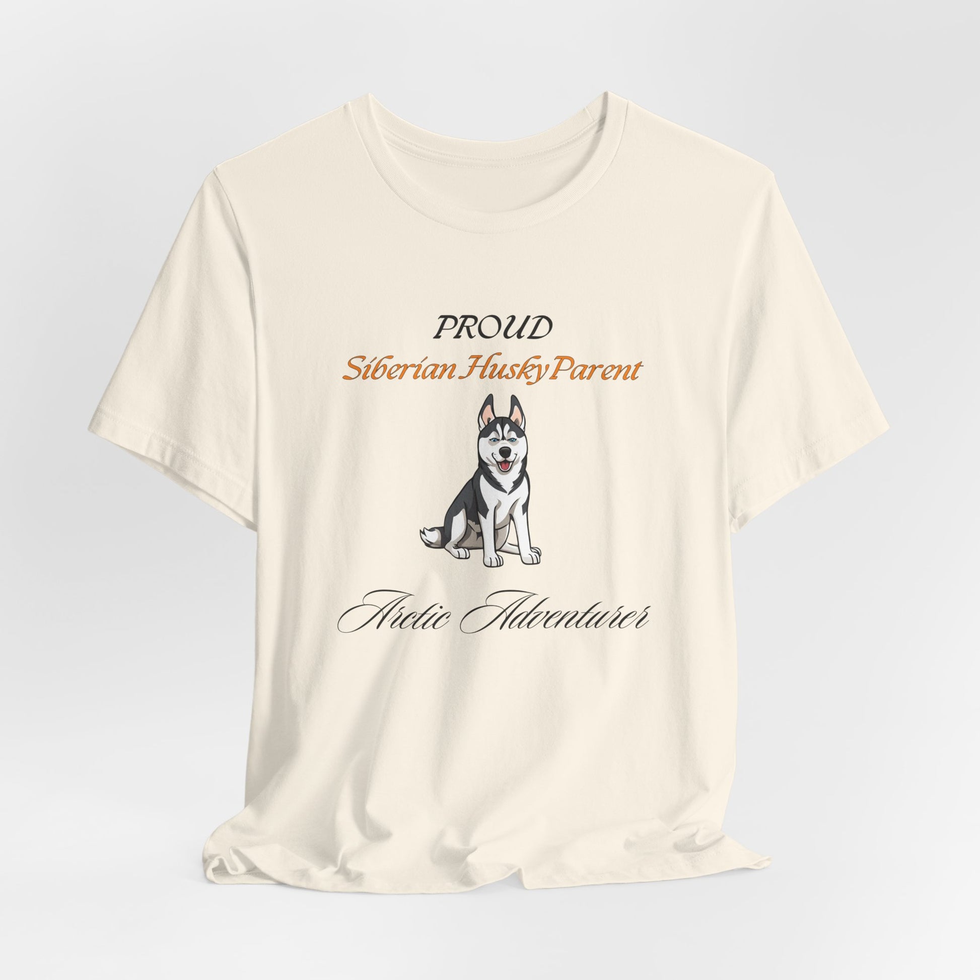 Proud Siberian Husky Parent t-shirt in Yellow, flat lay