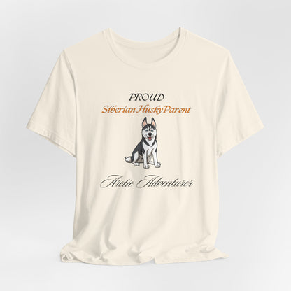 Proud Siberian Husky Parent t-shirt in Yellow, flat lay