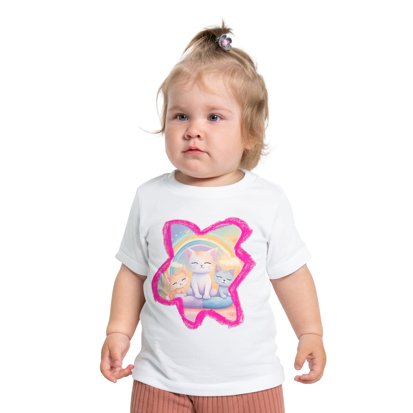 🐱 Adorable Cats & Rainbows Baby T-Shirt – Soft, Stylish & Durable! 🌈-Sniffwaggleandwalk™