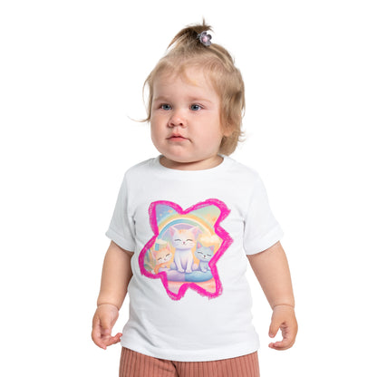 🐱 Adorable Cats & Rainbows Baby T-Shirt – Soft, Stylish & Durable! 🌈-Sniffwaggleandwalk™