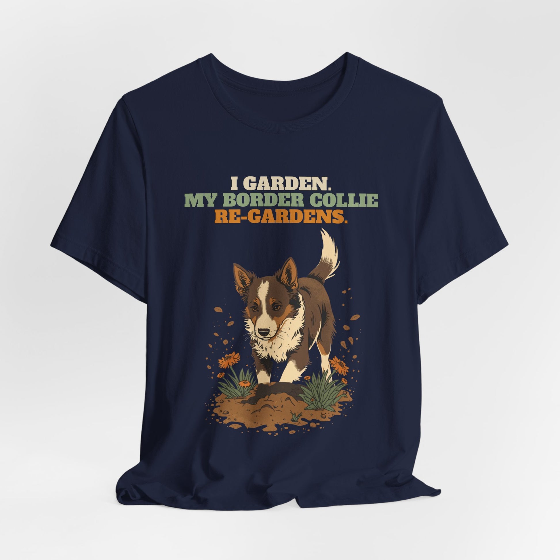 Border collie dog gardening t-shirt gift idea