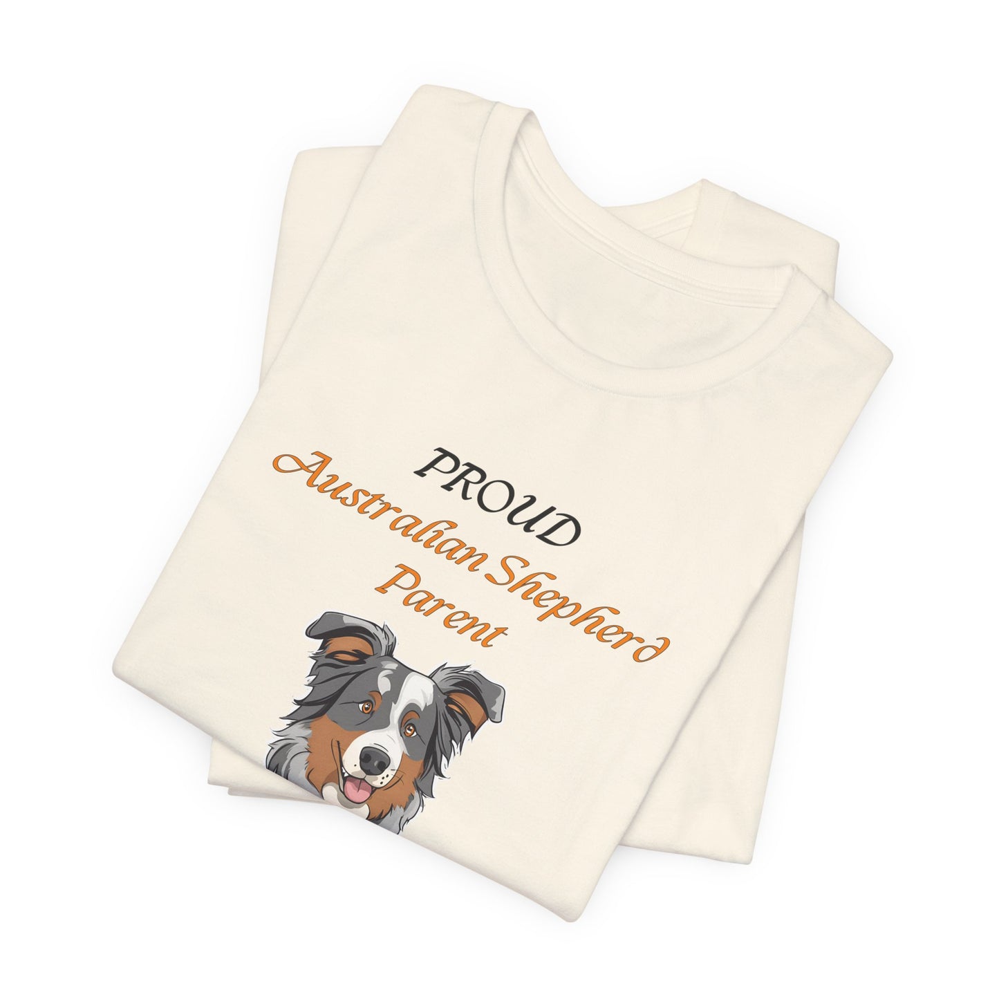 Proud Australian Shepherd Parent t-shirt in Athletic Heather, flat lay