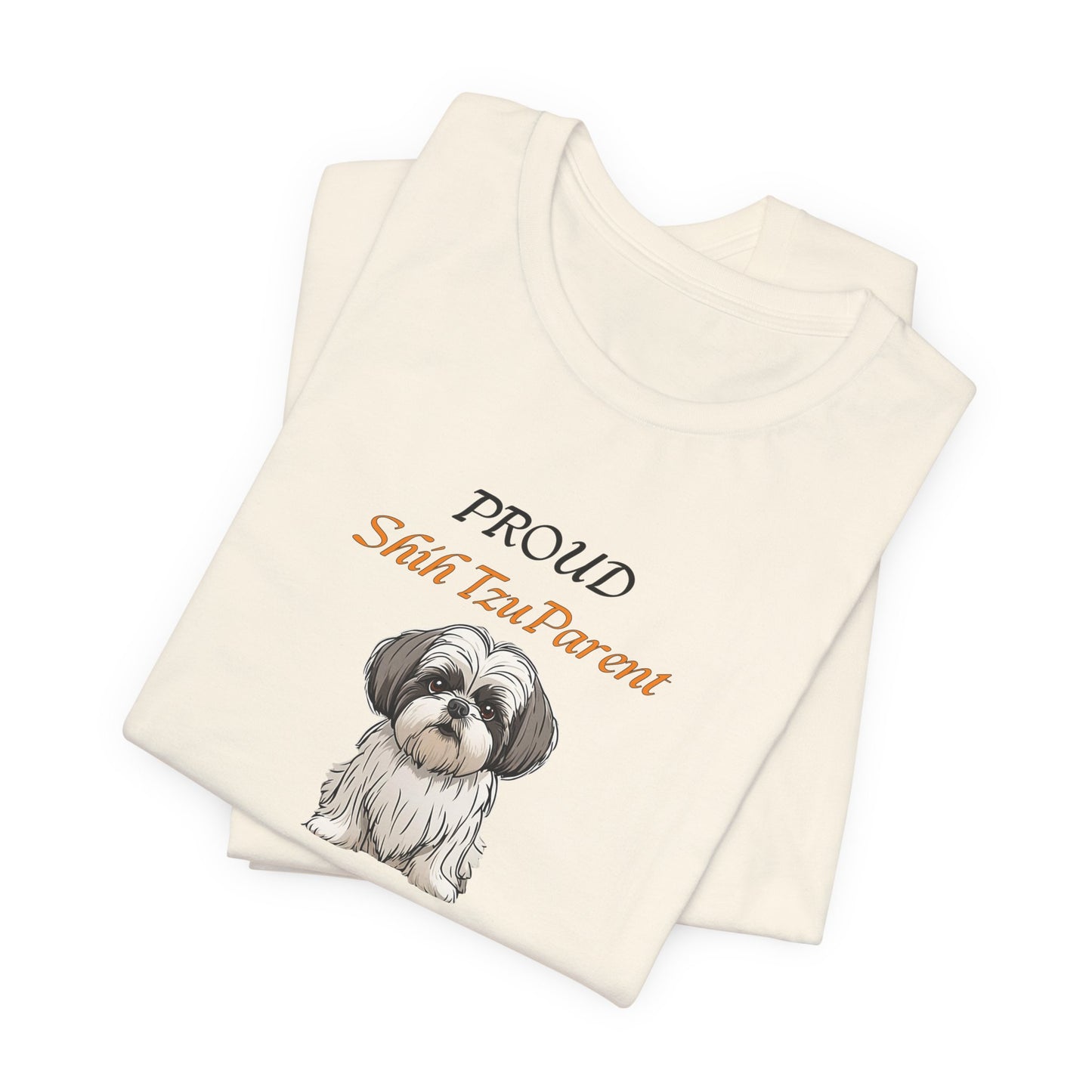 Proud Shih Tzu Parent t-shirt flat lay detail