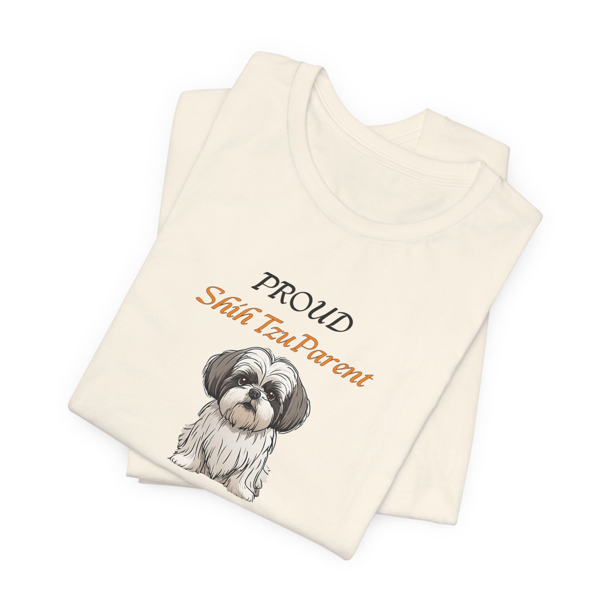 Proud Shih Tzu Parent t-shirt flat lay detail