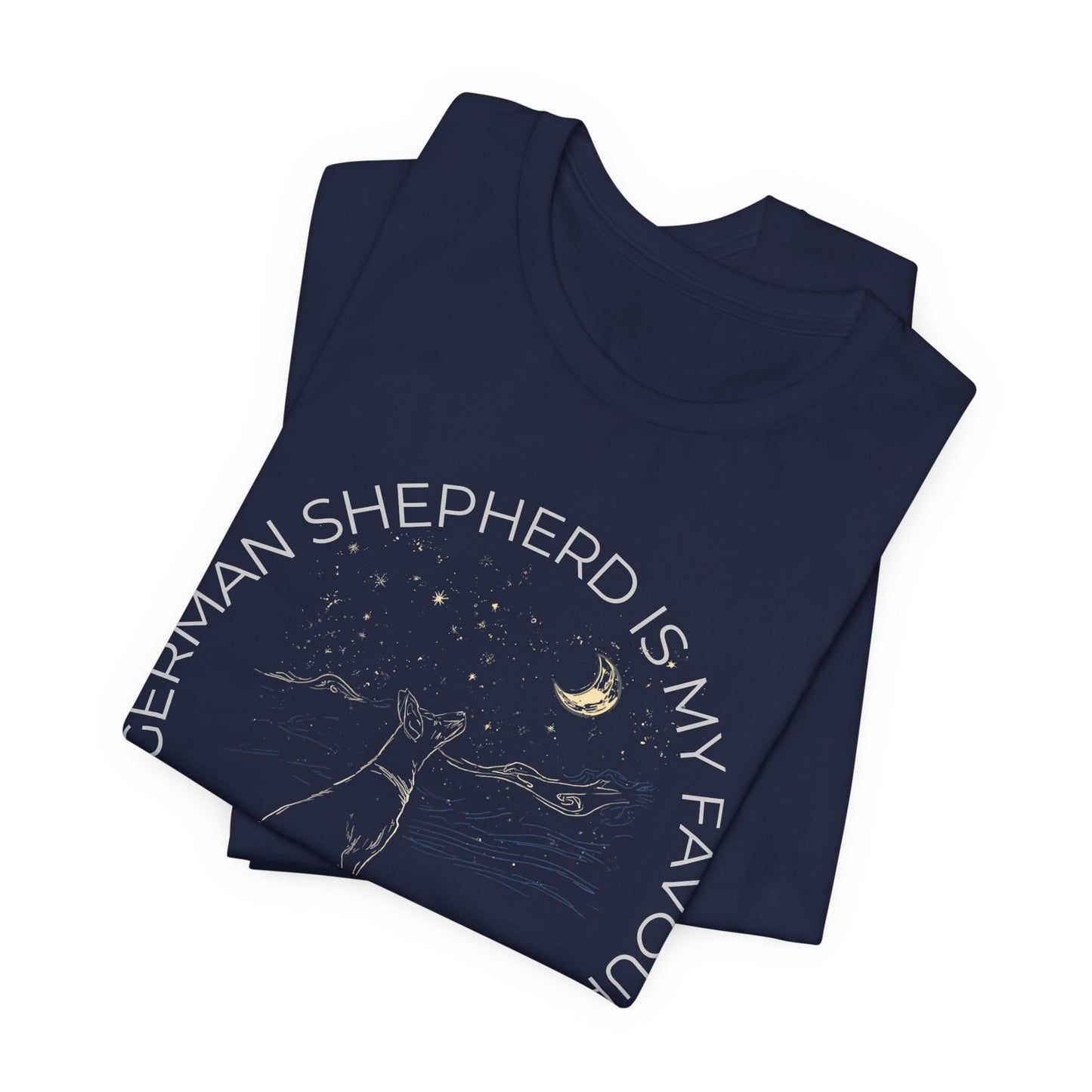Cosmic Companion T-Shirt — “My German Shepherd Is My Favorite” Moon & Stars Tee